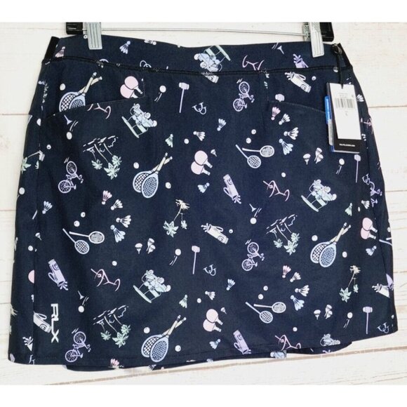 Black Multi Print Stretch Wiking Skort Ralph Lauren Women...